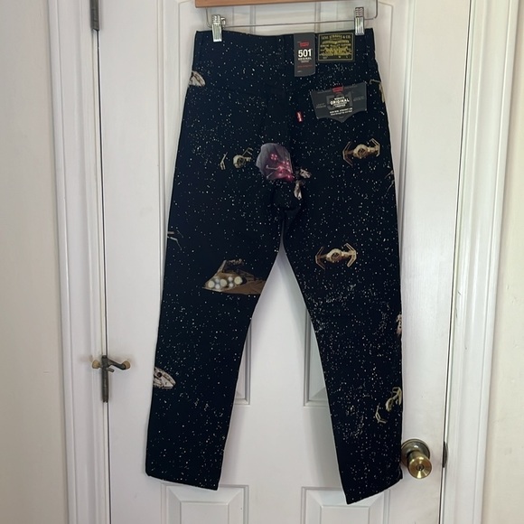 NWT Levi's X Star Wars | 501 Original Cropped Jeans Galaxy All Over 25X26/Sz 2 - Picture 10 of 16